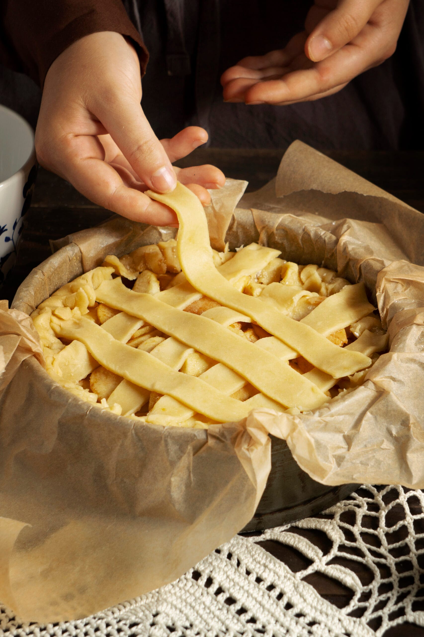 A golden, flaky butter-free pie crust made with sourdough discard, perfect for both sweet and savory pies, shown baked to perfection.