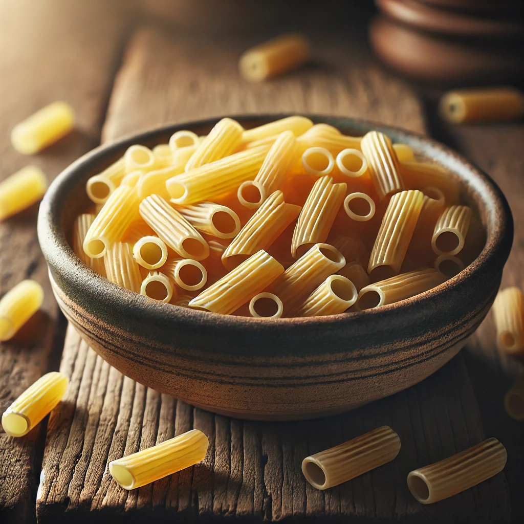 Small tubular ditalini pasta displayed in a bowl, highlighting its unique shape and texture, ideal for soups and diverse recipes.