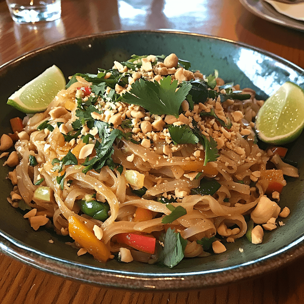 A bowl of chickpea pasta with fresh vegetables.