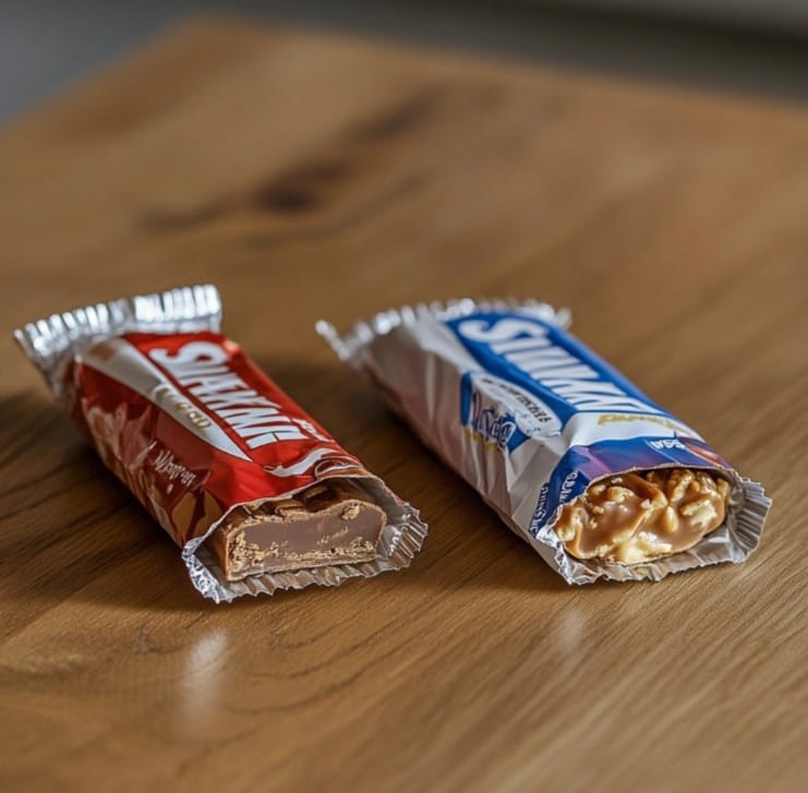 Snickers bar and Marathon bar side by side