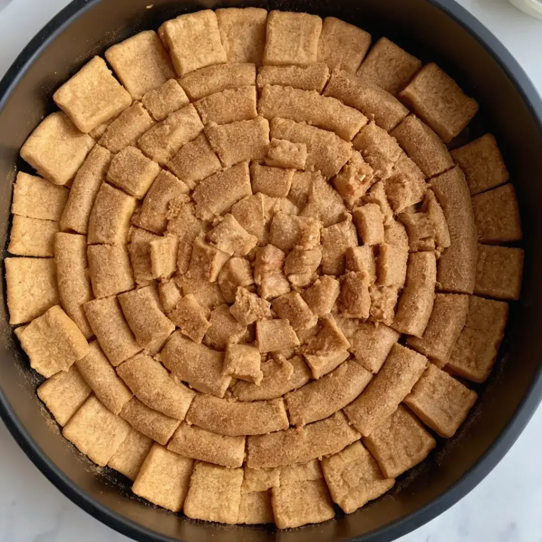 A bowl of crushed graham crackers and butter for the cheesecake crust.
