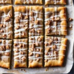 Close-up of cinnamon sugar pizza with vanilla glaze